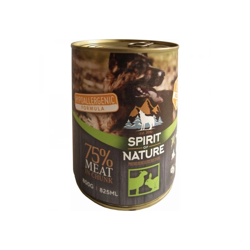 SPIRIT OF NATURE DOG KONZERV BÁRÁNYHÚSSAL ÉS NYÚLHÚSSAL - 800G