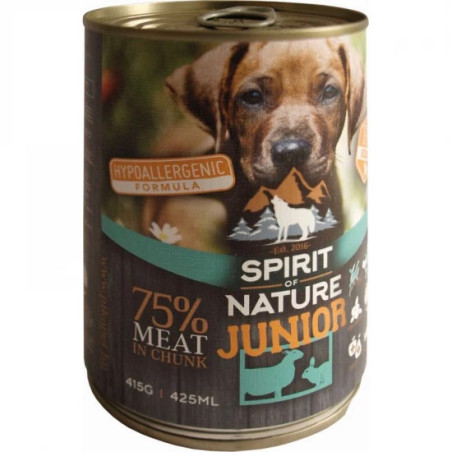 SPIRIT OF NATURE DOG KONZERV JUNIOR BÁRÁNYHÚSSAL ÉS NYÚLHÚSSAL – 415gr