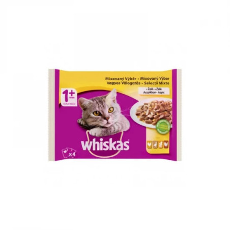 WHISKAS® ALUTASAKOS ELEDEL SZÁRNYAS VÁLOGATÁS ASZPIKBAN 4X100g