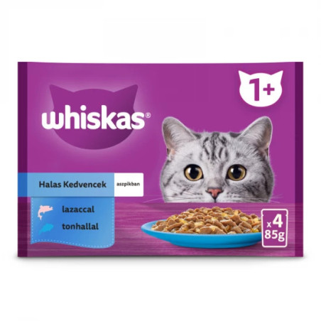 WHISKAS® ALUTASAKOS ELEDEL HALAS VÁLOGATÁS ASZPIKBAN 4X85g