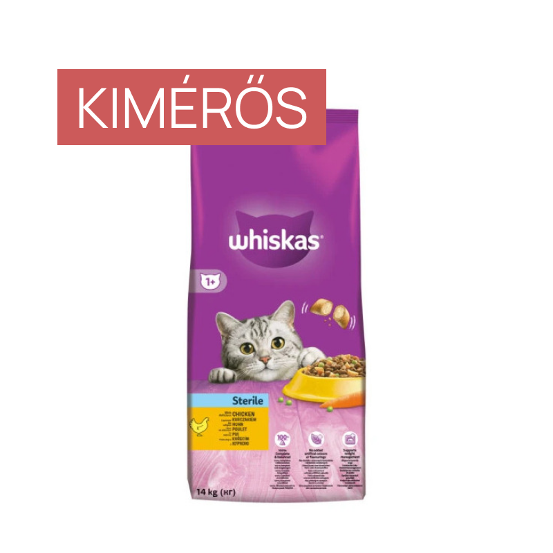 WHISKAS® STERILE SZÁRAZELEDEL CSIRKÉVEL – KIMÉRŐS